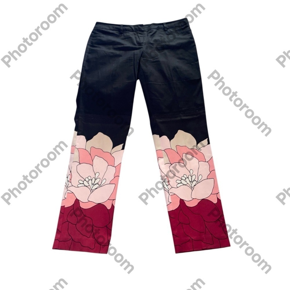 New York & CO Women’s Black Ankle Crop Casual Career Pants Floral Print  Size 4 - Picture 5 of 6